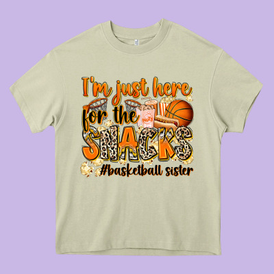 Im Just Here For The Snacks Basketball Sister Heavy Core Tee Designed By Zillion Design Studio