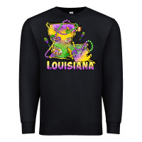 Black louisiana mardi gras state map Premium Sweatshirt - LillyAllenDesigns