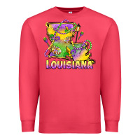 Cardinal louisiana mardi gras state map Premium Sweatshirt - LillyAllenDesigns