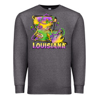 Charcoal Heather louisiana mardi gras state map Premium Sweatshirt - LillyAllenDesigns