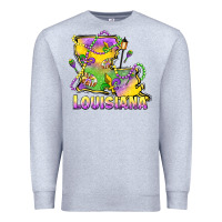 Heather Grey louisiana mardi gras state map Premium Sweatshirt - LillyAllenDesigns