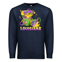 Navy louisiana mardi gras state map Premium Sweatshirt - LillyAllenDesigns