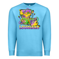 Ocean Blue louisiana mardi gras state map Premium Sweatshirt - LillyAllenDesigns