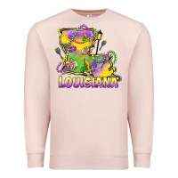 Pale Pink louisiana mardi gras state map Premium Sweatshirt - LillyAllenDesigns
