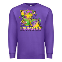 Purple louisiana mardi gras state map Premium Sweatshirt - LillyAllenDesigns
