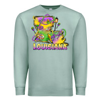 Seafoam louisiana mardi gras state map Premium Sweatshirt - LillyAllenDesigns