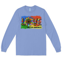Colony Blue sunflower love autism awareness Long Sleeve Tee - BarkalooDesign