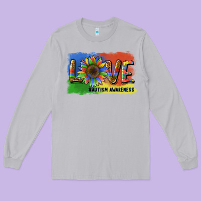 Sunflower Love Autism Awareness Long Sleeve Tee Designed By Barkaloodesign