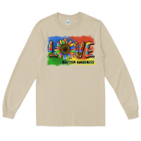 Mushroom sunflower love autism awareness Long Sleeve Tee - BarkalooDesign