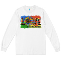White sunflower love autism awareness Long Sleeve Tee - BarkalooDesign