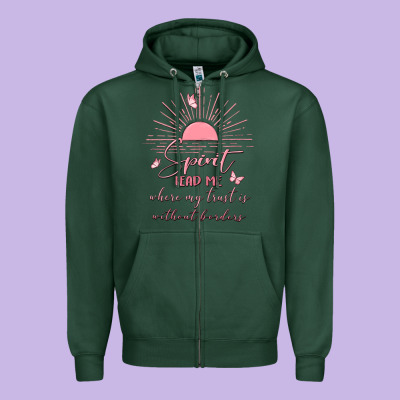 Spririt Religious Quote Zipper Hoodie Designed By Maliassmallbusiness
