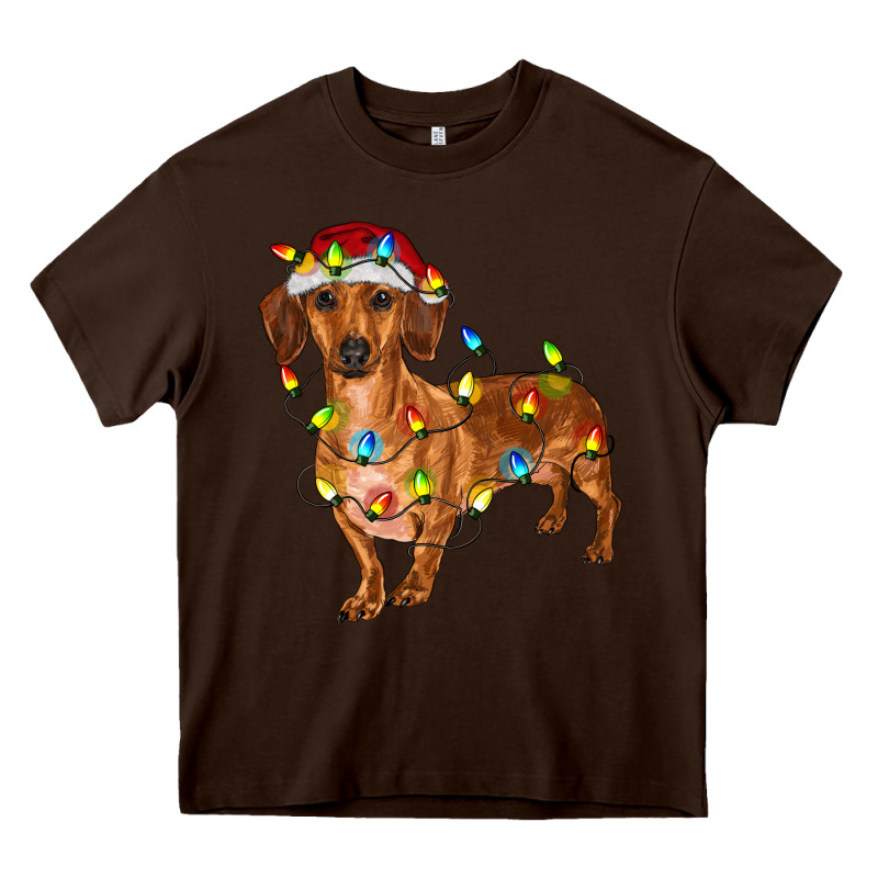 Dachshund Christmas Lights Heavy Core Tee by RanaPortraitStore | Teevron