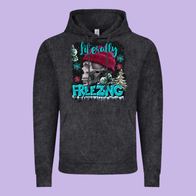 Literally Freezing Skull Vintage Hoodie Designed By Fadigitalartstudio