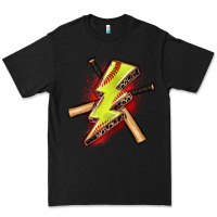 Black softball lightning bolt Premium Tee - Zillion Design Studio