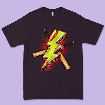 Softball Lightning Bolt Premium Tee Designed By Zillion Design Studio