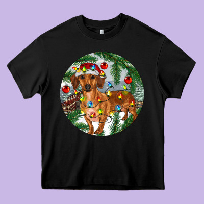 Dachshund Christmas Tree Heavy Core Tee Designed By Ranaportraitstore