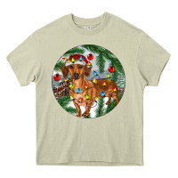 Mossy Dachshund Christmas Tree Heavy Core Tee - RanaPortraitStore