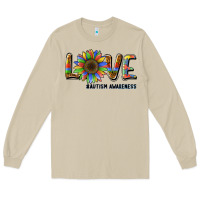 Mushroom love sunflower autism awareness Long Sleeve Tee - BarkalooDesign