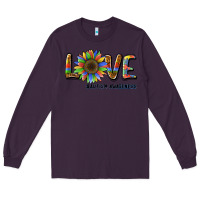 Plum love sunflower autism awareness Long Sleeve Tee - BarkalooDesign