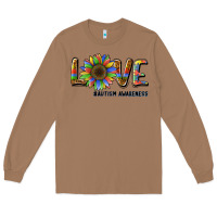 Toasted Coconut love sunflower autism awareness Long Sleeve Tee - BarkalooDesign