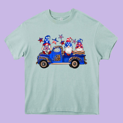 American Flag Gnomes Truck Heavy Core Tee Designed By Artiststas