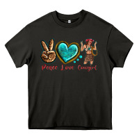 Asphalt peace love cowgirl Heavy Core Tee - texasbilliewilder