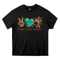 Black peace love cowgirl Heavy Core Tee - texasbilliewilder