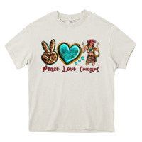 Cream peace love cowgirl Heavy Core Tee - texasbilliewilder