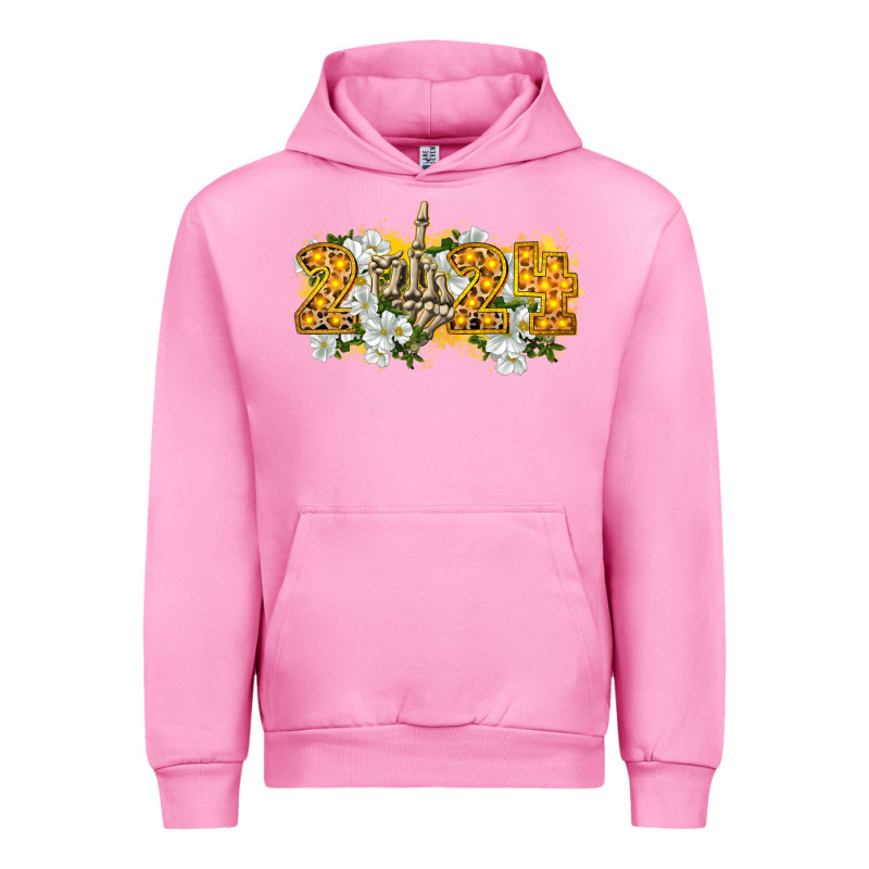 2024 Skeleton Middle Finger New Year Urban Hoodie by CowGirlArtShop | Teevron