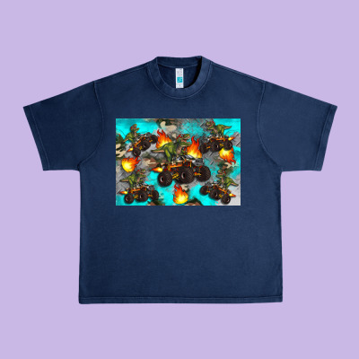 Dinosaur Monster Truck Urban Heavy Tee Designed By Artiststas