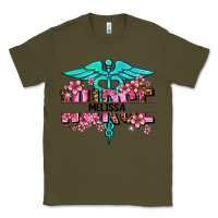 Army Green floral nurse custom name Classic Tee - AdoDesignShop