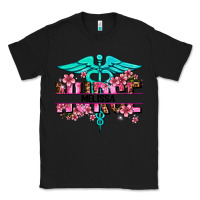 Black floral nurse custom name Classic Tee - AdoDesignShop