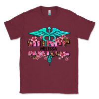 Burgundy floral nurse custom name Classic Tee - AdoDesignShop