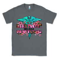 Charcoal Heather floral nurse custom name Classic Tee - AdoDesignShop