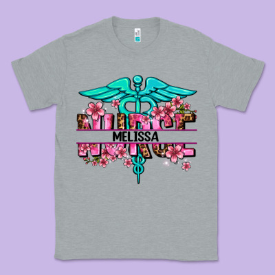 Floral Nurse Custom Name Classic Tee Designed By Adodesignshop