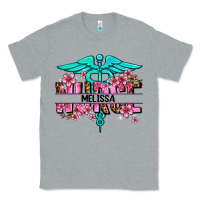 Heather Grey floral nurse custom name Classic Tee - AdoDesignShop