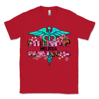 Red floral nurse custom name Classic Tee - AdoDesignShop
