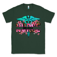 Sports Green floral nurse custom name Classic Tee - AdoDesignShop