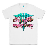 White floral nurse custom name Classic Tee - AdoDesignShop