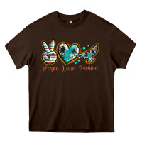 Chocolate Brown peace love freebird Heavy Core Tee - texasbilliewilder