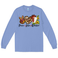 Colony Blue Peace Love Rooster With Sunflower Long Sleeve Tee - LillyAllenDesigns