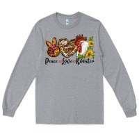 Heather Grey Peace Love Rooster With Sunflower Long Sleeve Tee - LillyAllenDesigns