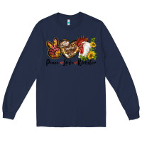 Navy Peace Love Rooster With Sunflower Long Sleeve Tee - LillyAllenDesigns