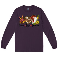 Plum Peace Love Rooster With Sunflower Long Sleeve Tee - LillyAllenDesigns