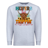 Heather Grey heifers be trippin' Premium Sweatshirt - LillyAllenDesigns