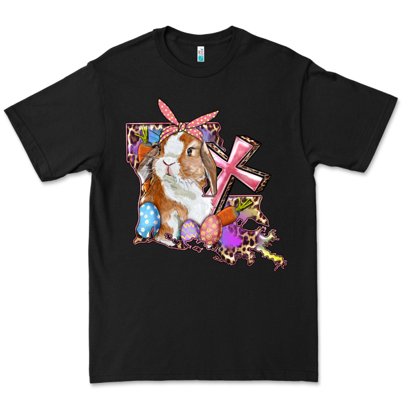 Louisiana Map Easter Bunny And Cross Premium Tee by RanaPortraitStore | Teevron