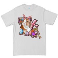 Dove Grey Louisiana Map Easter Bunny And Cross Premium Tee - RanaPortraitStore