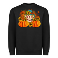 Black fall scarecrow with pumpkins Heavyweight Sweatshirt - Artiststas