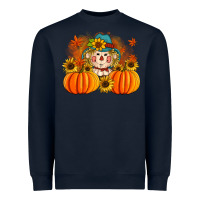 Navy fall scarecrow with pumpkins Heavyweight Sweatshirt - Artiststas