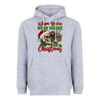Heather Grey when you’re dead inside but it's christmas Heavyweight Hoodie - BundleAndBundleShop